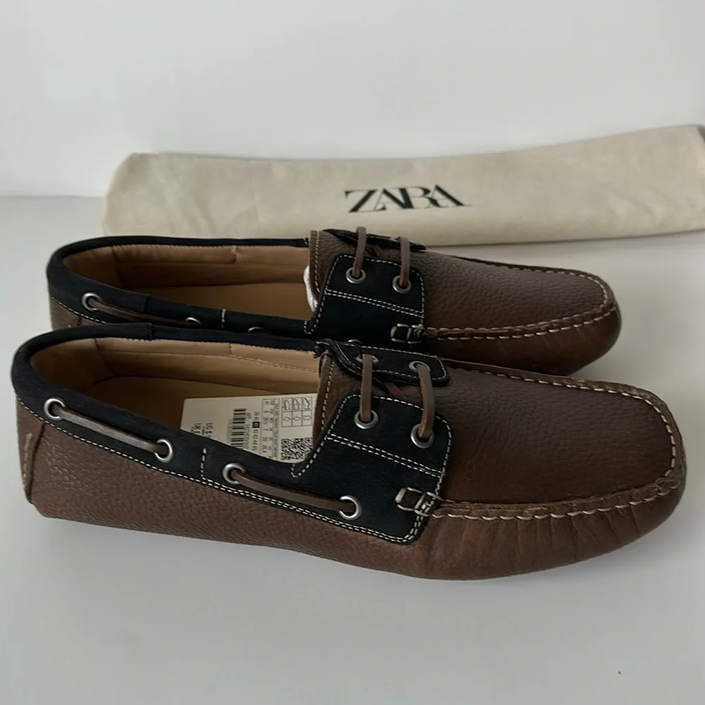 Zara Men's Brown and Black Loafers